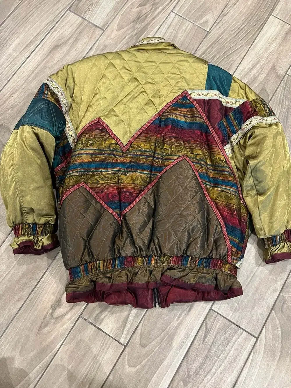Gallery Vintage Quilted Patchwork Bomber Jacket Size M - Picture 5 of 5